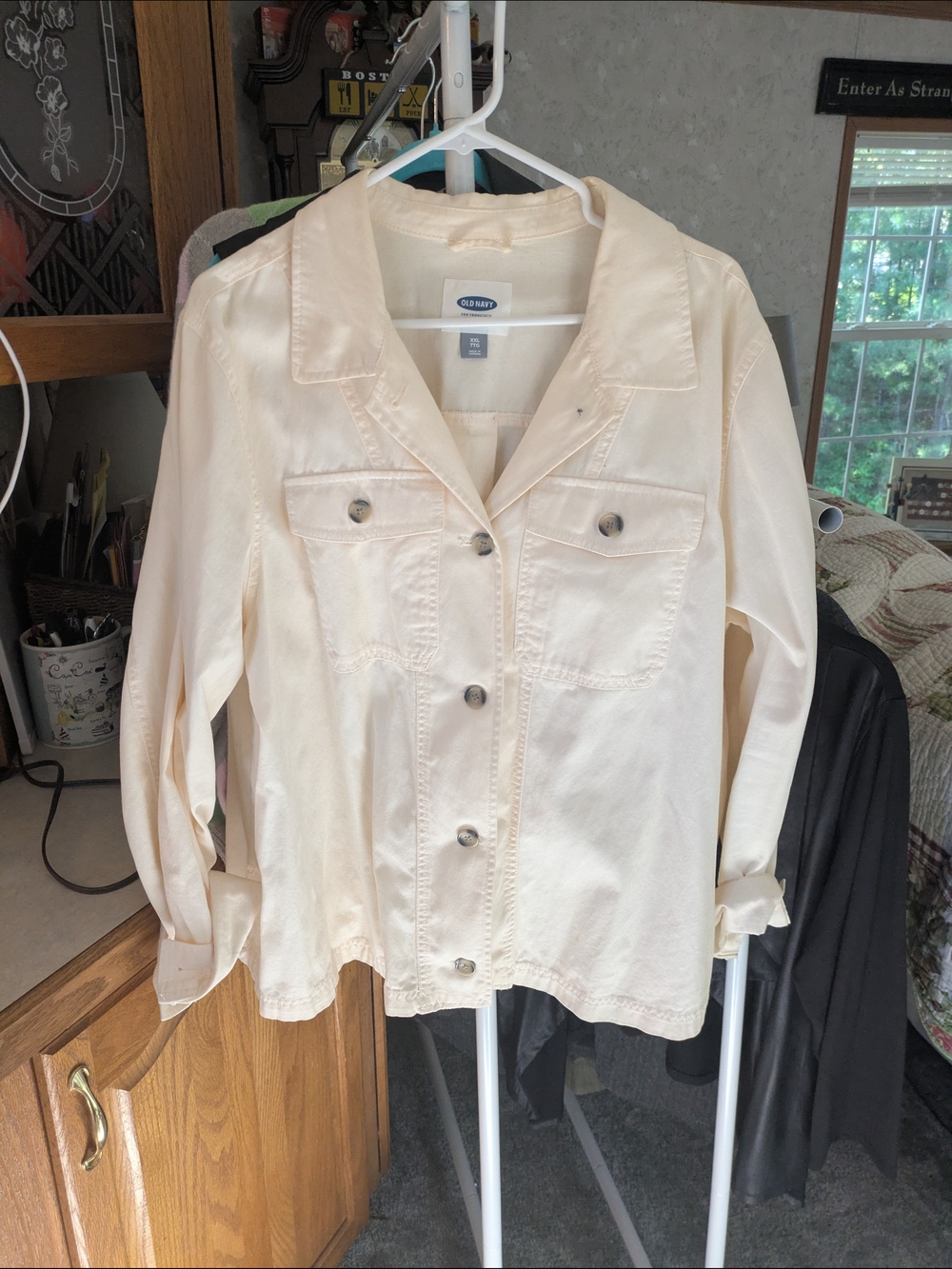 Old Navy Women's Cream Button-Front Utility Jacket